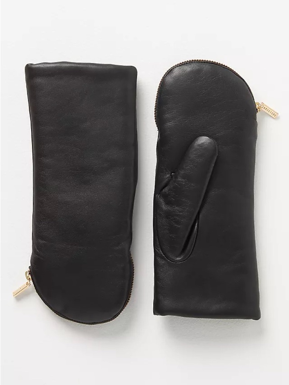 Aristide Anthropologie Mittens Lamb Leather Fleece Black Size 8 Small Warm